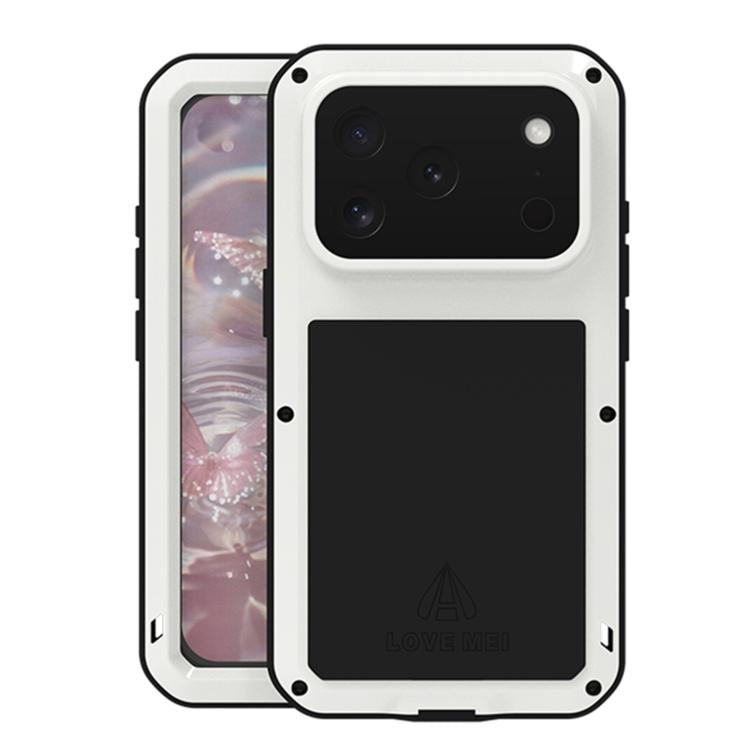 Étui de téléphone LOVE MEI antichoc en métal, étanche à vie et anti-poussière, pour iPhone 17 Pro Max, pour iPhone 17 Pro, pour iPhone 17, pour iPhone 16 Pro Max, pour iPhone 16 Pro, pour iPhone 16, pour iPhone 15 Pro Max, pour iPhone 15 Pro