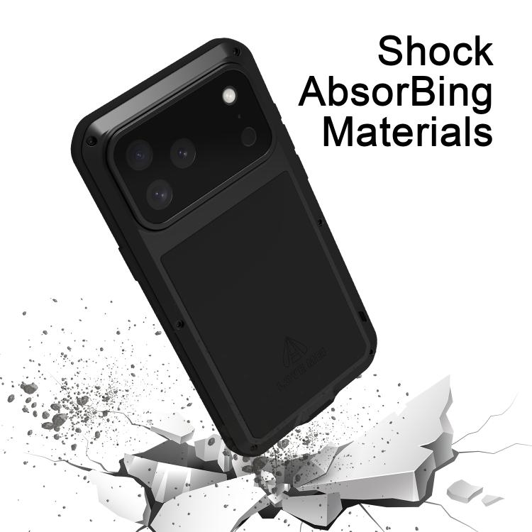 Étui de téléphone LOVE MEI antichoc en métal, étanche à vie et anti-poussière, pour iPhone 17 Pro Max, pour iPhone 17 Pro, pour iPhone 17, pour iPhone 16 Pro Max, pour iPhone 16 Pro, pour iPhone 16, pour iPhone 15 Pro Max, pour iPhone 15 Pro