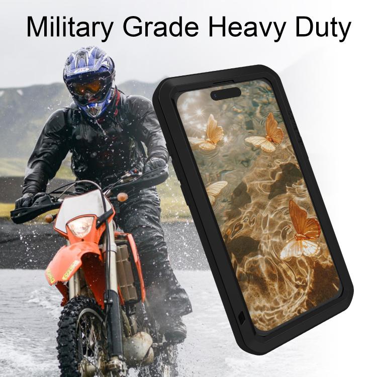 Étui de téléphone LOVE MEI antichoc en métal, étanche à vie et anti-poussière, pour iPhone 17 Pro Max, pour iPhone 17 Pro, pour iPhone 17, pour iPhone 16 Pro Max, pour iPhone 16 Pro, pour iPhone 16, pour iPhone 15 Pro Max, pour iPhone 15 Pro