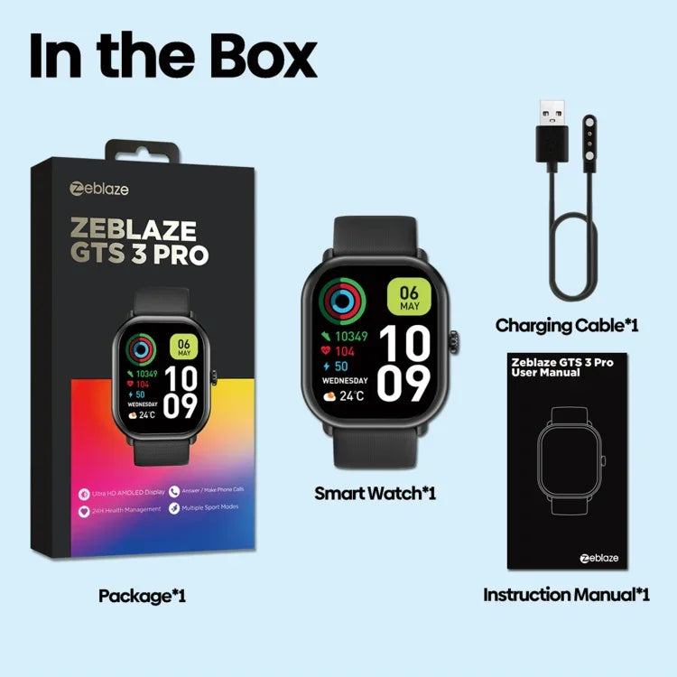 Montre connectée Zeblaze GTS 3 Pro IP68 1,97 pouce HD pour le fitness