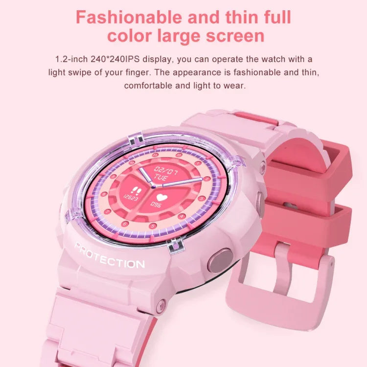 Montre connectée pour enfants HT19 avec écran rond de 1,2 pouce, étanche IP68, et prise en charge du suivi du sommeil