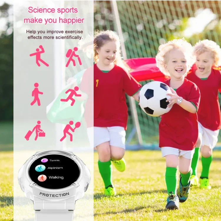 Montre connectée pour enfants HT19 avec écran rond de 1,2 pouce, étanche IP68, et prise en charge du suivi du sommeil