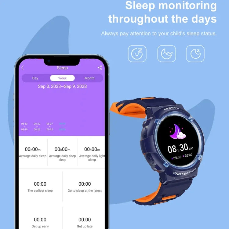 Montre connectée pour enfants HT19 avec écran rond de 1,2 pouce, étanche IP68, et prise en charge du suivi du sommeil