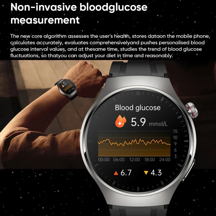 Montre connectée MT200 avec écran AMOLED de 1,43 pouce, étanche IP67, compatible avec les appels, la surveillance de l'ECG, de la température corporelle et de la glycémie.