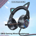 Casque de jeu filaire AWEI GM-9 avec oreilles de chat et lumière colorée, GM-9