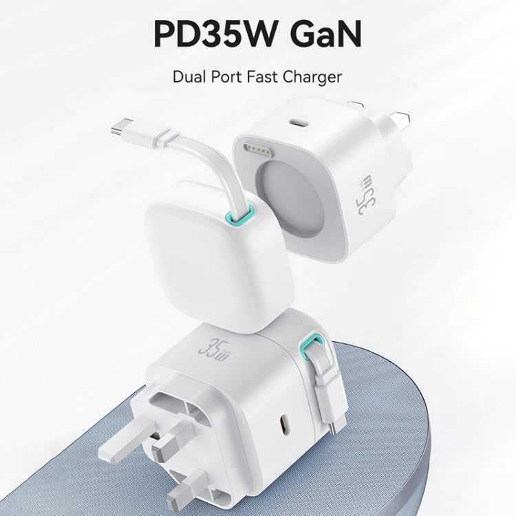 Chargeur rapide GaN USAMS US-CC204 série SMF PD35W double port Type-C, prise UK