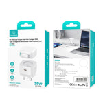 Chargeur rapide GaN USAMS US-CC204 série SMF PD35W double port Type-C, prise UK