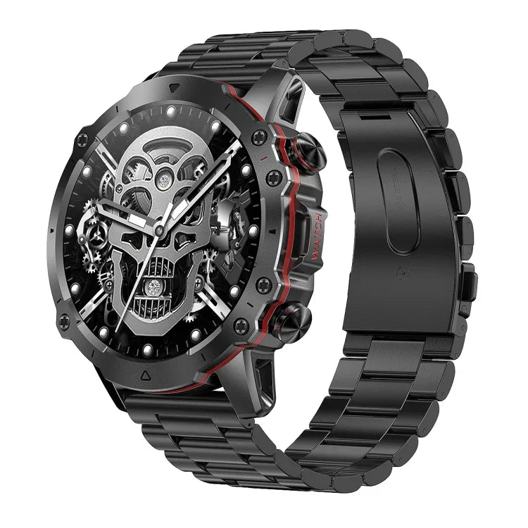 Montre Intelligente AK56 IP67 BT5.1 1.43 pouces, Prend en Charge les Appels Vocaux / la Surveillance de la Santé, Bracelet en Acier Perlé, Bracelet en Maille d'Acier