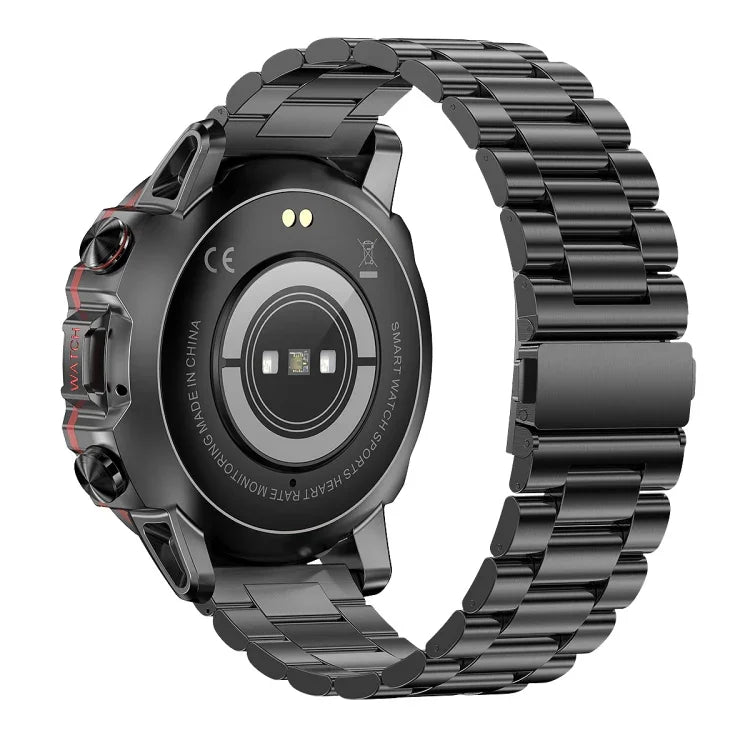 Montre Intelligente AK56 IP67 BT5.1 1.43 pouces, Prend en Charge les Appels Vocaux / la Surveillance de la Santé, Bracelet en Acier Perlé, Bracelet en Maille d'Acier