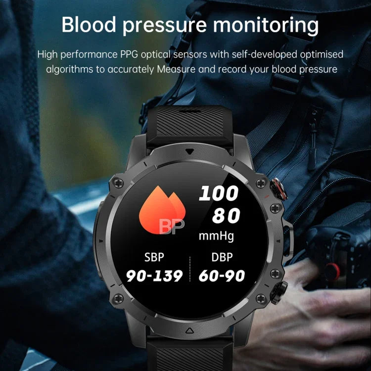 Montre Intelligente AK56 IP67 BT5.1 1.43 pouces, Prend en Charge les Appels Vocaux / la Surveillance de la Santé, Bracelet en Acier Perlé, Bracelet en Maille d'Acier