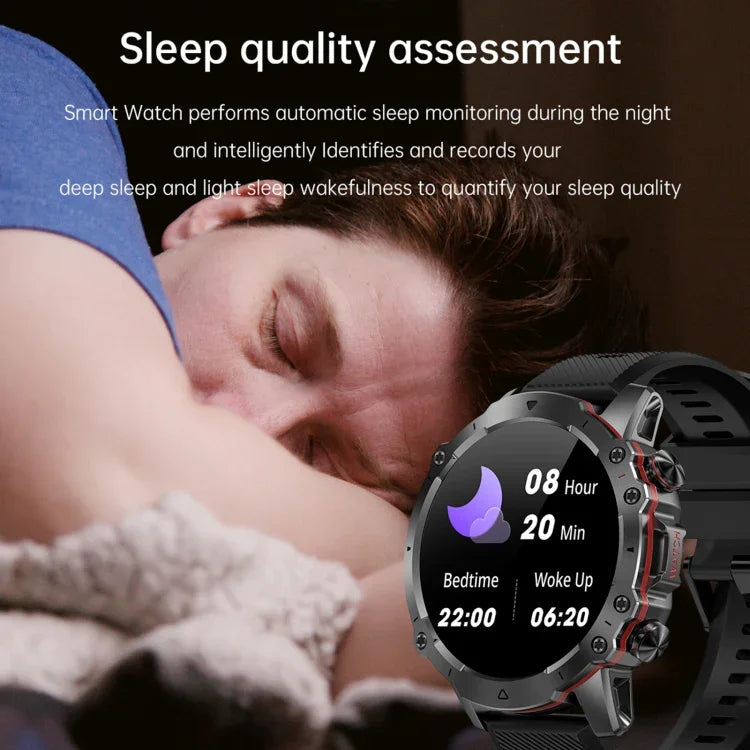 Montre Intelligente AK56 IP67 BT5.1 1.43 pouces, Prend en Charge les Appels Vocaux / la Surveillance de la Santé, Bracelet en Acier Perlé, Bracelet en Maille d'Acier