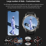 Montre Intelligente AK56 IP67 BT5.1 1.43 pouces, Prend en Charge les Appels Vocaux / la Surveillance de la Santé, Bracelet en Acier Perlé, Bracelet en Maille d'Acier