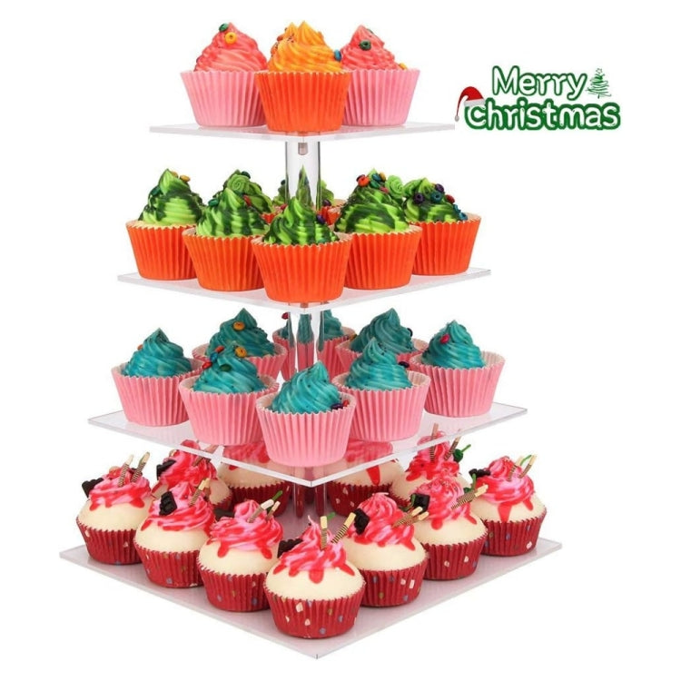YX065 Présentoir à cupcakes carré en acrylique à 4 niveaux, YX065