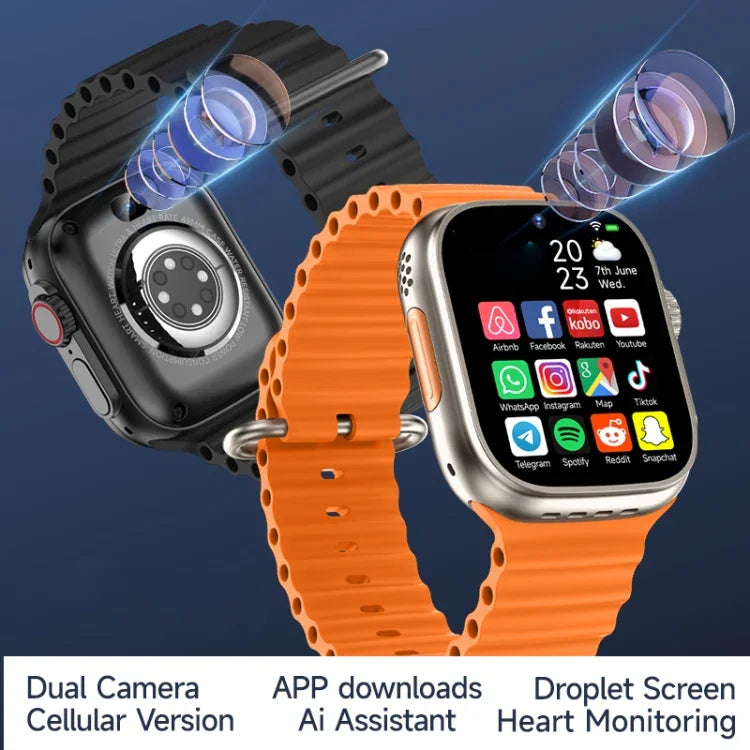 Montre connectée GS37 avec écran de 1,95 pouce, Android 9.0, Spreadtrum SL8541E, réseau : 4G, Nano SIM unique, caméras avant et arrière, 1 Go+16 Go