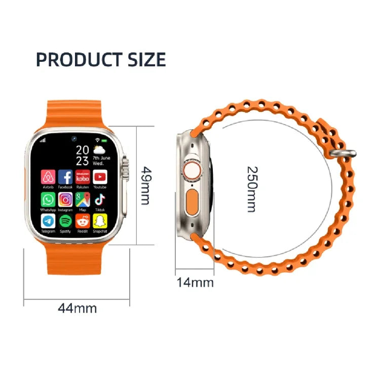Montre connectée GS37 avec écran de 1,95 pouce, Android 9.0, Spreadtrum SL8541E, réseau : 4G, Nano SIM unique, caméras avant et arrière, 1 Go+16 Go