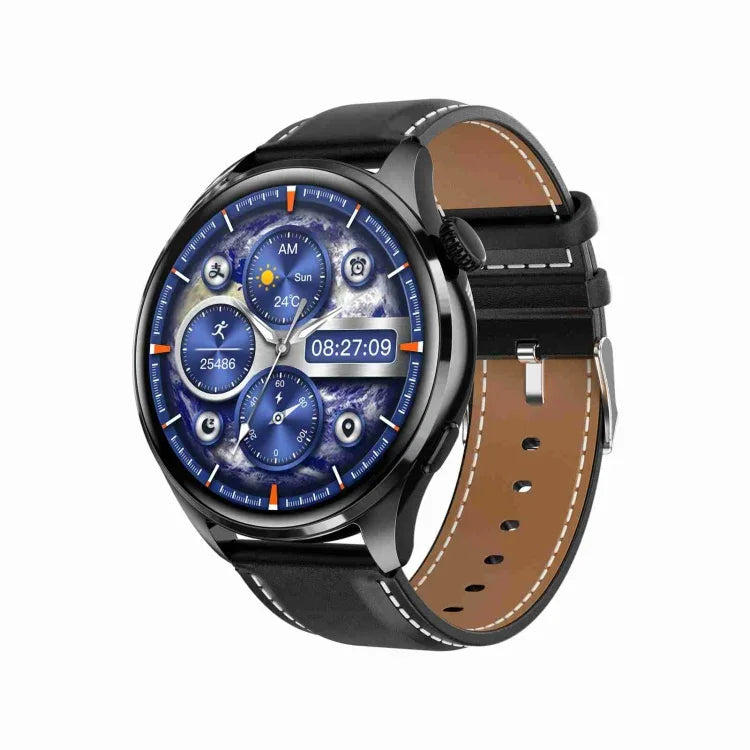 Bracelet intelligent TM05 Pro, montre connectée étanche IP67 avec écran de 1,46 pouce et bracelet en cuir, appel Bluetooth / fréquence cardiaque / pression artérielle / oxygène sanguin, bracelet en cuir