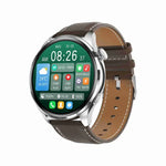 Bracelet intelligent TM05 Pro, montre connectée étanche IP67 avec écran de 1,46 pouce et bracelet en cuir, appel Bluetooth / fréquence cardiaque / pression artérielle / oxygène sanguin, bracelet en cuir