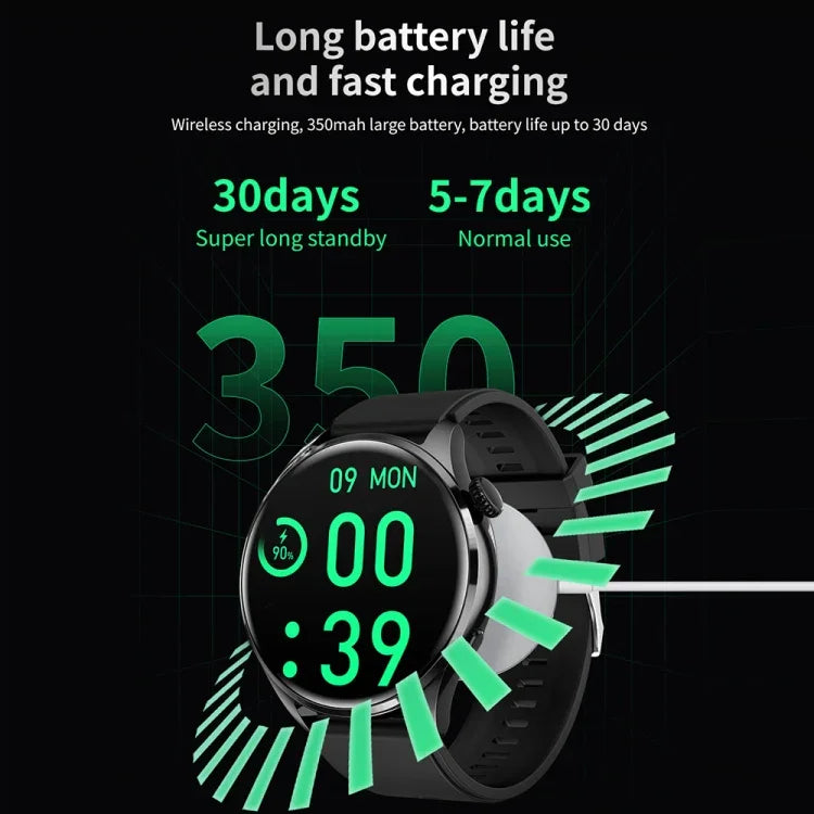 Bracelet intelligent TM05 Pro, montre connectée étanche IP67 avec écran de 1,46 pouce et bracelet en cuir, appel Bluetooth / fréquence cardiaque / pression artérielle / oxygène sanguin, bracelet en cuir