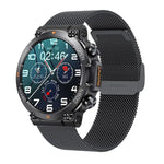K56 Pro Bracelet intelligent 1,39 pouces en acier avec surveillance de la fréquence cardiaque / de la pression artérielle, bracelet en acier (maille milanaise noire), bracelet en acier (trois maillons noirs), bracelet en acier (joint de bambou noir)