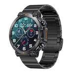 K56 Pro Bracelet intelligent 1,39 pouces en acier avec surveillance de la fréquence cardiaque / de la pression artérielle, bracelet en acier (maille milanaise noire), bracelet en acier (trois maillons noirs), bracelet en acier (joint de bambou noir)