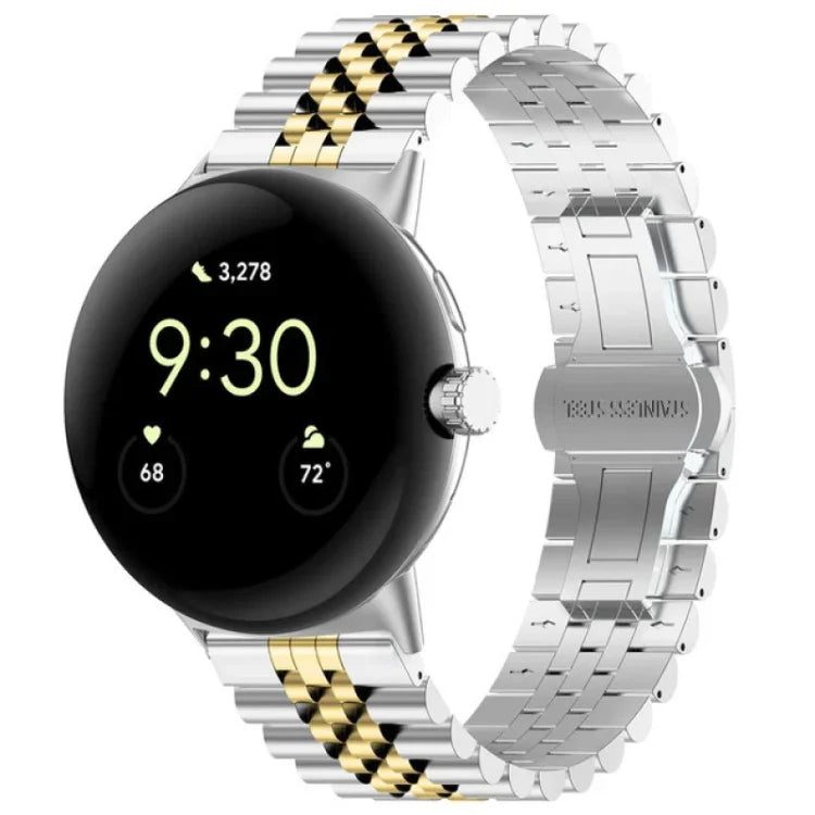 Bracelet de montre en métal en acier inoxydable à sept perles, pour Google Pixel Watch 4 / 3 / 2 / 1 41mm