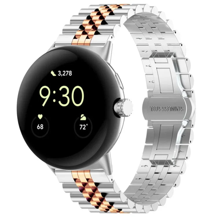 Bracelet de montre en métal en acier inoxydable à sept perles, pour Google Pixel Watch 4 / 3 / 2 / 1 41mm
