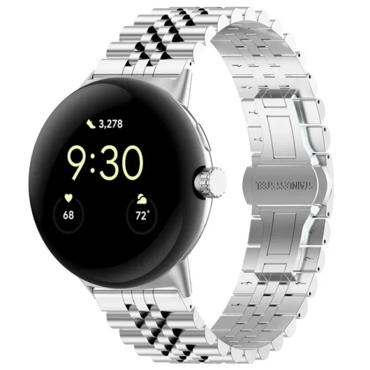 Bracelet de montre en métal en acier inoxydable à sept perles, pour Google Pixel Watch 4 / 3 / 2 / 1 41mm