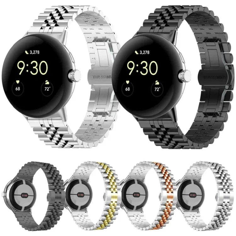 Bracelet de montre en métal en acier inoxydable à sept perles, pour Google Pixel Watch 4 / 3 / 2 / 1 41mm