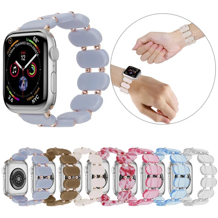 Bracelet de montre en résine extensible, Pour Apple Watch Series 4 44mm, Pour Apple Watch Series 4 40mm, Pour Apple Watch Series 3 38mm, Pour Apple Watch Series 3 42mm, Pour Apple Watch Series 2 42mm, Pour Apple Watch Series 2 38mm