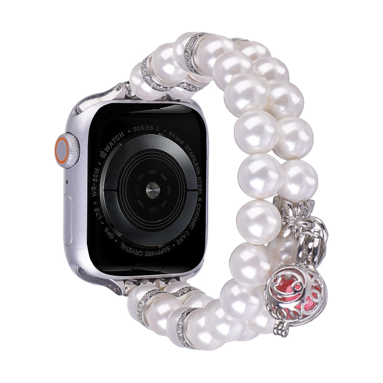 Beaded Dual Row Pearl Bracelet Watch Band, For Apple Watch SE 2023 44mm, For Apple Watch SE 2023 40mm, For Apple Watch Ultra 2 49mm, For Apple Watch Series 9 45mm, For Apple Watch Series 9 41mm, For Apple Watch Ultra 49mm, For Apple Watch Series 8 41mm...