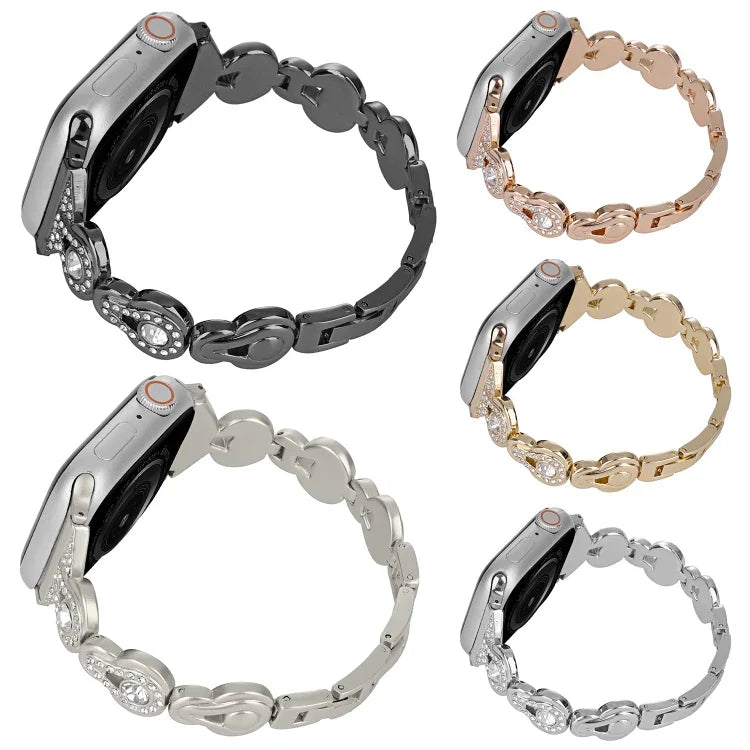 Gourd Diamond Metal Watch Band, For Apple Watch Series 4 44mm, For Apple Watch Series 4 40mm, For Apple Watch Series 3 38mm, For Apple Watch Series 3 42mm, For Apple Watch Series 2 42mm, For Apple Watch Series 2 38mm, For Apple Watch 42mm              ...