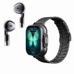 Montre Intelligente D8 2.01 pouces 2 en 1 avec Écouteurs Bluetooth et Bracelet en Acier, Prise en Charge de la Surveillance de la Santé / NFC, Bracelet en Acier (Noir), Bracelet en Acier (Argent)