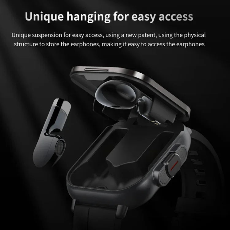 Montre Intelligente D8 2.01 pouces 2 en 1 avec Écouteurs Bluetooth et Bracelet en Acier, Prise en Charge de la Surveillance de la Santé / NFC, Bracelet en Acier (Noir), Bracelet en Acier (Argent)