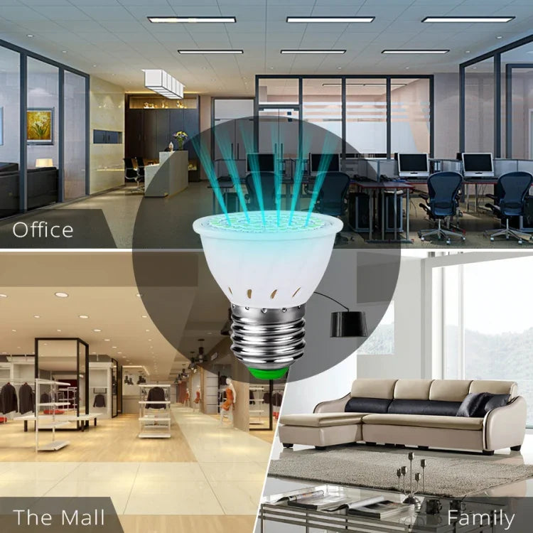 Lampe de Désinfection Germicide Stérilisateur UVC Ozone, E27 110V 72 LEDs Style Ampoule