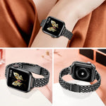 Bracelet de montre en métal à boucle lance-pierre à sept perles fines, Pour Apple Watch SE 2023 44mm, Pour Apple Watch SE 2023 40mm, Pour Apple Watch Ultra 2 49mm, Pour Apple Watch Series 9 45mm, Pour Apple Watch Series 9 41mm, Pour Apple Watch Ultra 49mm