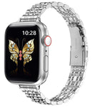Bracelet de montre en métal à boucle lance-pierre à sept perles fines, Pour Apple Watch SE 2023 44mm, Pour Apple Watch SE 2023 40mm, Pour Apple Watch Ultra 2 49mm, Pour Apple Watch Series 9 45mm, Pour Apple Watch Series 9 41mm, Pour Apple Watch Ultra 49mm