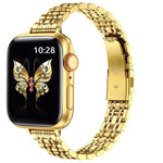 Bracelet de montre en métal à boucle lance-pierre à sept perles fines, Pour Apple Watch SE 2023 44mm, Pour Apple Watch SE 2023 40mm, Pour Apple Watch Ultra 2 49mm, Pour Apple Watch Series 9 45mm, Pour Apple Watch Series 9 41mm, Pour Apple Watch Ultra 49mm