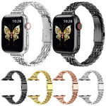 Bracelet de montre en métal à boucle lance-pierre à sept perles fines, Pour Apple Watch SE 2023 44mm, Pour Apple Watch SE 2023 40mm, Pour Apple Watch Ultra 2 49mm, Pour Apple Watch Series 9 45mm, Pour Apple Watch Series 9 41mm, Pour Apple Watch Ultra 49mm