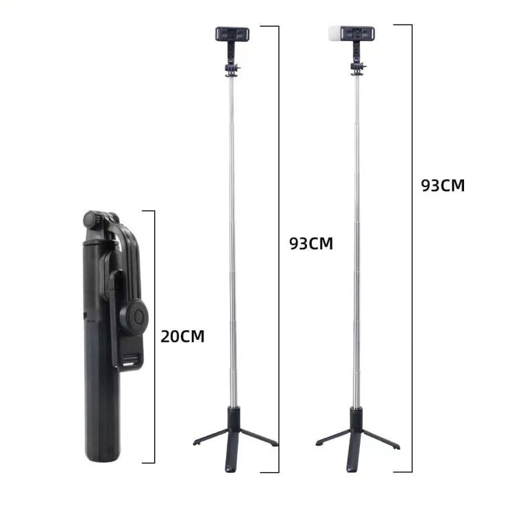 Perche à selfie Bluetooth Q07 trépied multifonction pour diffusion en direct, sans lumière, avec lumière