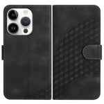 YX0060 Coque de téléphone en cuir gaufrée tête d'éléphant avec lanière, pour iPhone 16 Pro, pour iPhone 16 Plus, pour iPhone 16, pour iPhone 15 Pro Max, pour iPhone 15 Pro, pour iPhone 15 Plus