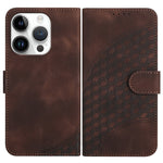 YX0060 Coque de téléphone en cuir gaufrée tête d'éléphant avec lanière, pour iPhone 16 Pro, pour iPhone 16 Plus, pour iPhone 16, pour iPhone 15 Pro Max, pour iPhone 15 Pro, pour iPhone 15 Plus