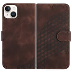 YX0060 Coque de téléphone en cuir gaufrée tête d'éléphant avec lanière, pour iPhone 16 Pro, pour iPhone 16 Plus, pour iPhone 16, pour iPhone 15 Pro Max, pour iPhone 15 Pro, pour iPhone 15 Plus