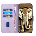 YX0060 Coque de téléphone en cuir gaufrée tête d'éléphant avec lanière, pour iPhone 16 Pro, pour iPhone 16 Plus, pour iPhone 16, pour iPhone 15 Pro Max, pour iPhone 15 Pro, pour iPhone 15 Plus