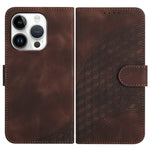 YX0060 Coque de téléphone en cuir gaufrée tête d'éléphant avec lanière, pour iPhone 16 Pro, pour iPhone 16 Plus, pour iPhone 16, pour iPhone 15 Pro Max, pour iPhone 15 Pro, pour iPhone 15 Plus