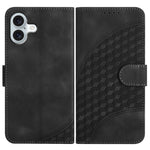 YX0060 Coque de téléphone en cuir gaufrée tête d'éléphant avec lanière, pour iPhone 16 Pro, pour iPhone 16 Plus, pour iPhone 16, pour iPhone 15 Pro Max, pour iPhone 15 Pro, pour iPhone 15 Plus