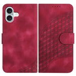 YX0060 Coque de téléphone en cuir gaufrée tête d'éléphant avec lanière, pour iPhone 16 Pro, pour iPhone 16 Plus, pour iPhone 16, pour iPhone 15 Pro Max, pour iPhone 15 Pro, pour iPhone 15 Plus