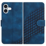 YX0060 Coque de téléphone en cuir gaufrée tête d'éléphant avec lanière, pour iPhone 16 Pro, pour iPhone 16 Plus, pour iPhone 16, pour iPhone 15 Pro Max, pour iPhone 15 Pro, pour iPhone 15 Plus