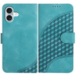 YX0060 Coque de téléphone en cuir gaufrée tête d'éléphant avec lanière, pour iPhone 16 Pro, pour iPhone 16 Plus, pour iPhone 16, pour iPhone 15 Pro Max, pour iPhone 15 Pro, pour iPhone 15 Plus