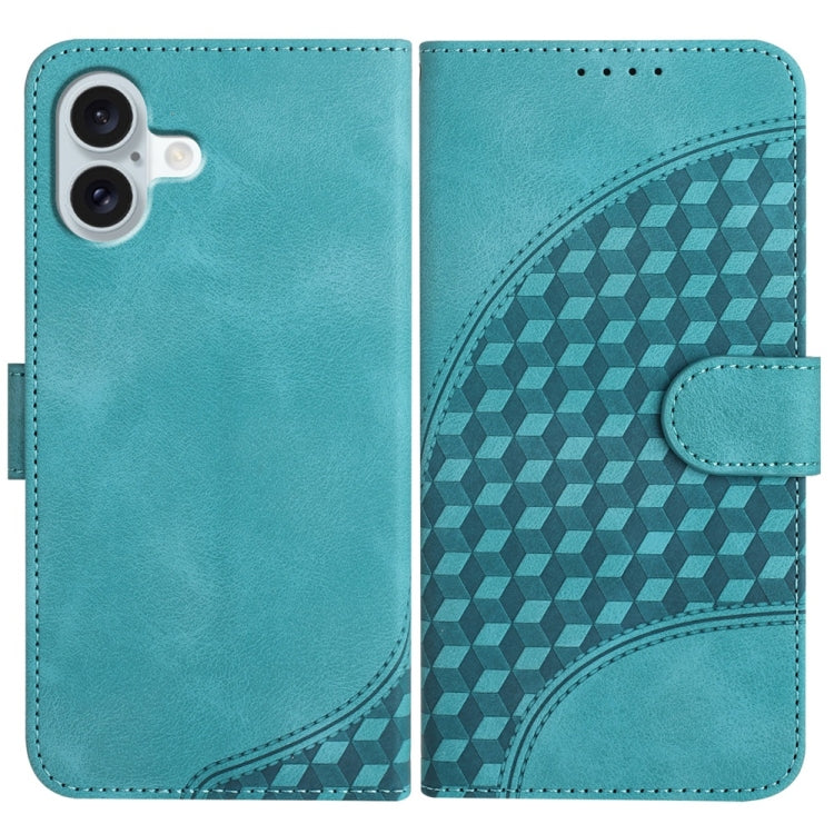 YX0060 Coque de téléphone en cuir gaufrée tête d'éléphant avec lanière, pour iPhone 16 Pro, pour iPhone 16 Plus, pour iPhone 16, pour iPhone 15 Pro Max, pour iPhone 15 Pro, pour iPhone 15 Plus