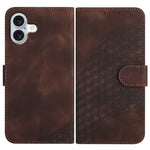 YX0060 Coque de téléphone en cuir gaufrée tête d'éléphant avec lanière, pour iPhone 16 Pro, pour iPhone 16 Plus, pour iPhone 16, pour iPhone 15 Pro Max, pour iPhone 15 Pro, pour iPhone 15 Plus